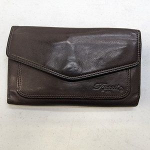 Vintage Fossil Tri-Fold Wallet Dark Brown